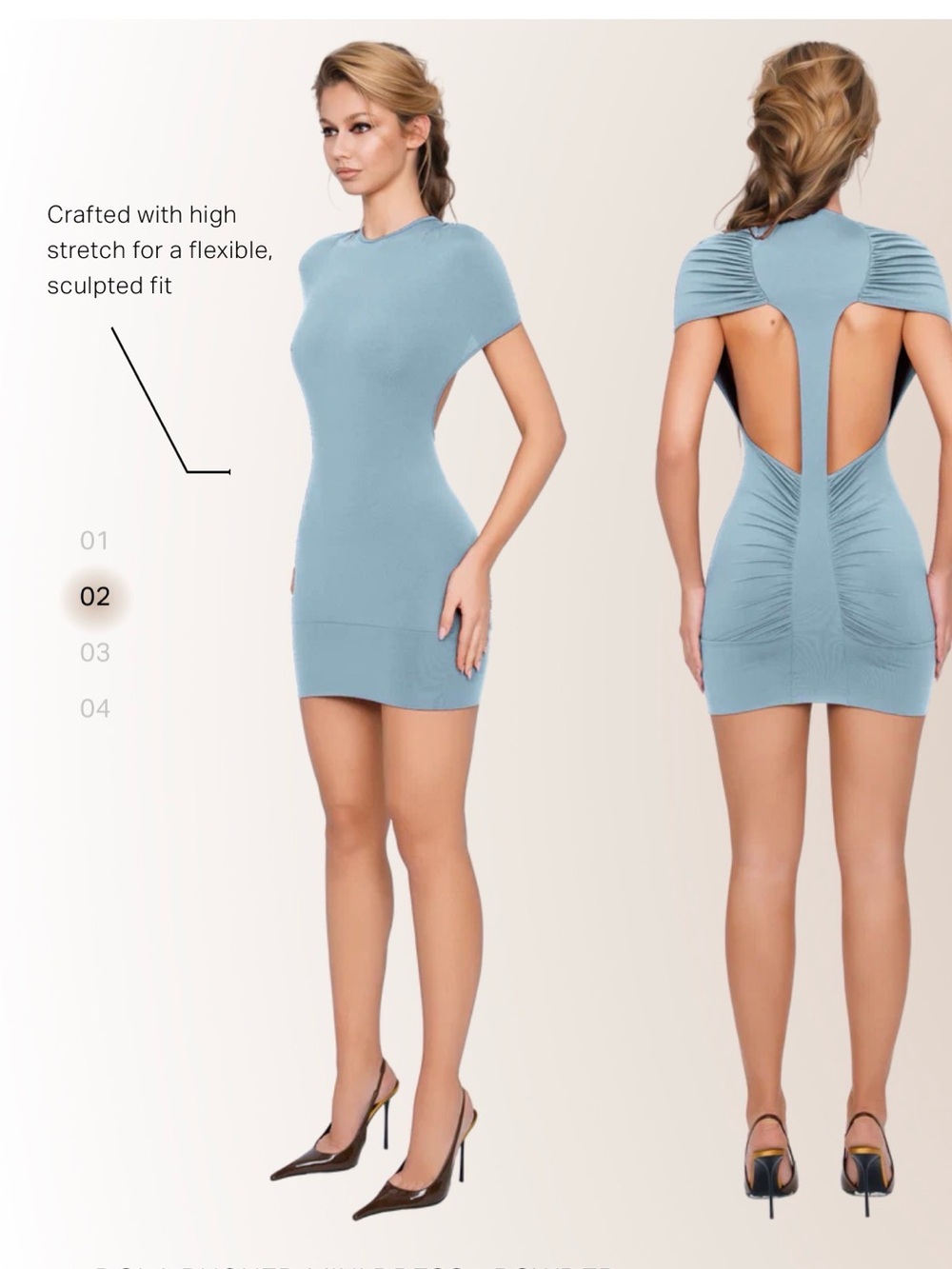 Light Blue Open-Back Stretch Bodycon Dress